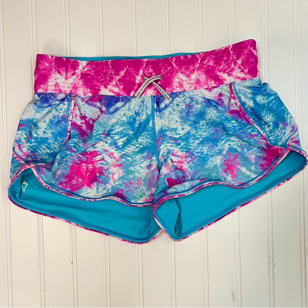 Ivivva Reversible Pink Blue Athletic Running Shorts Girls size 14 Drawstring